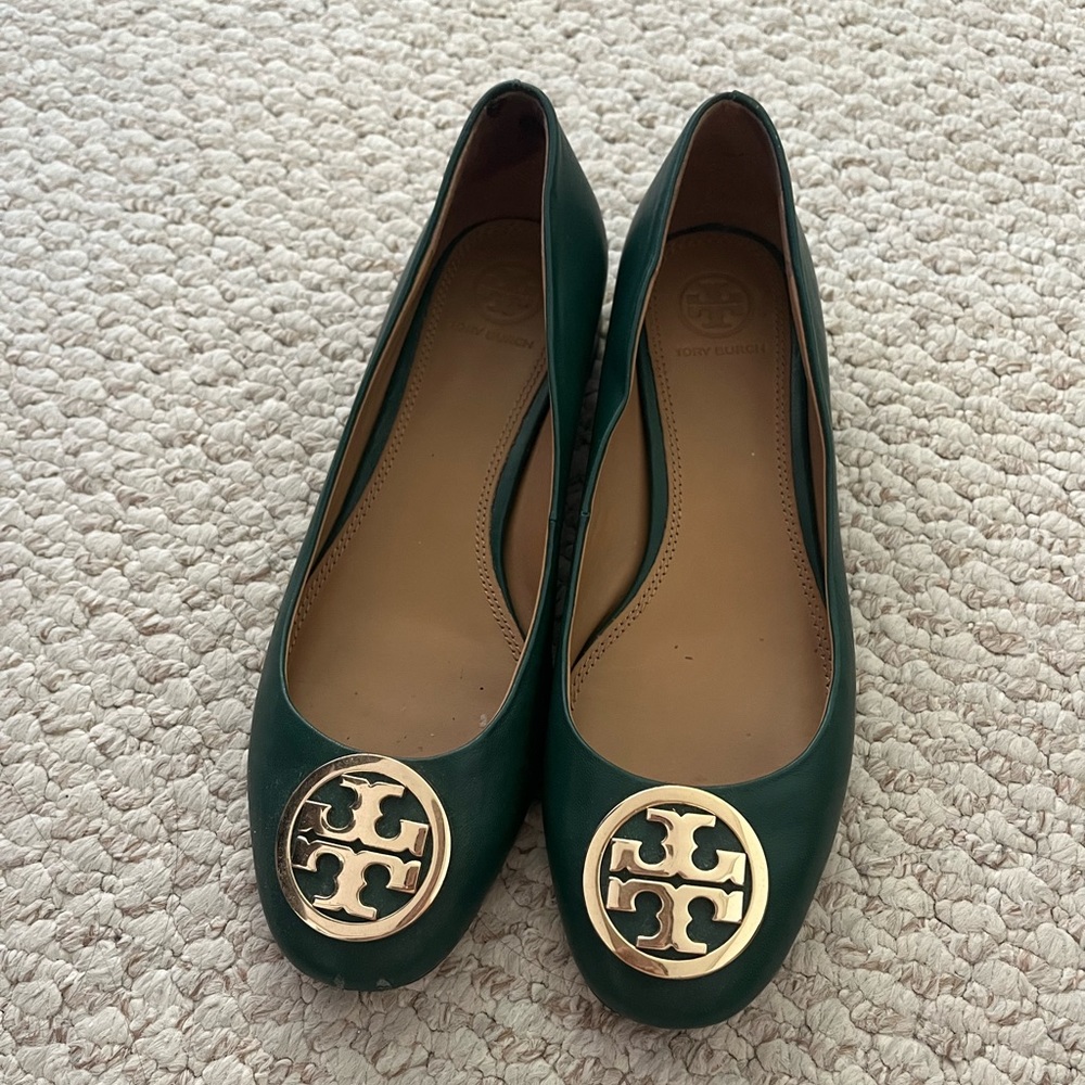 Tory Burch Green Leather Flats